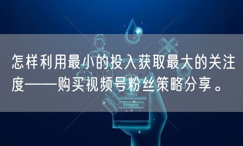 怎样利用最小的投入获取最大的关注度——购买视频号粉丝策略分享。