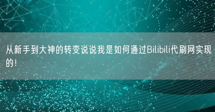 从新手到大神的转变说说我是如何通过Bilibili代刷网实现的！