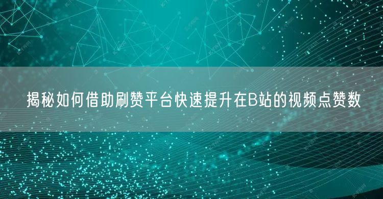 揭秘如何借助刷赞平台快速提升在B站的视频点赞数