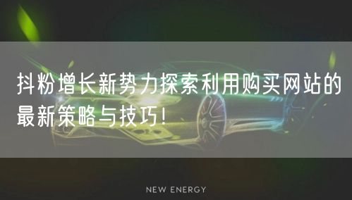 抖粉增长新势力探索利用购买网站的最新策略与技巧！