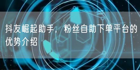 抖友崛起助手，粉丝自助下单平台的优势介绍