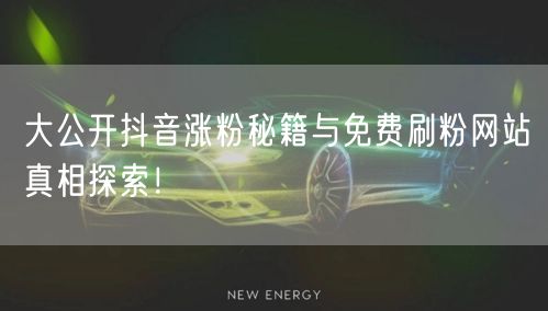 大公开抖音涨粉秘籍与免费刷粉网站真相探索！