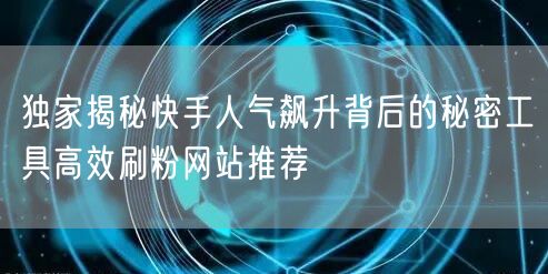 独家揭秘快手人气飙升背后的秘密工具高效刷粉网站推荐
