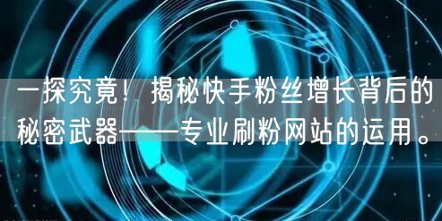 一探究竟！揭秘快手粉丝增长背后的秘密武器——专业刷粉网站的运用。