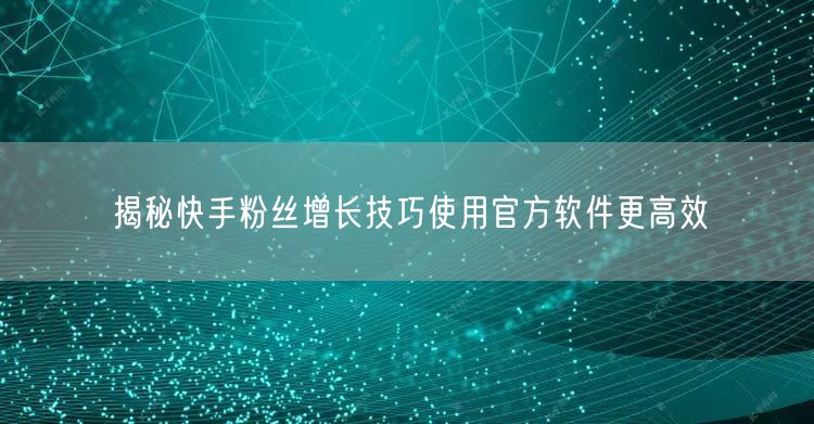 揭秘快手粉丝增长技巧使用官方软件更高效
