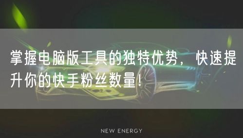 掌握电脑版工具的独特优势，快速提升你的快手粉丝数量！