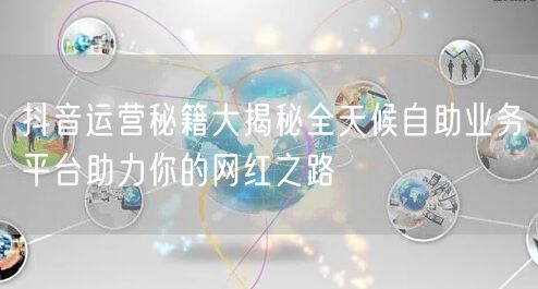 抖音运营秘籍大揭秘全天候自助业务平台助力你的网红之路