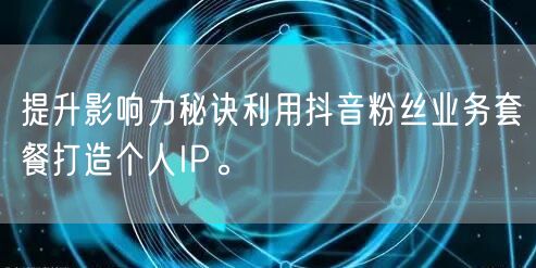 提升影响力秘诀利用抖音粉丝业务套餐打造个人IP。