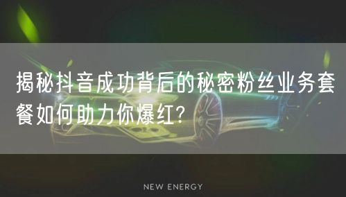 揭秘抖音成功背后的秘密粉丝业务套餐如何助力你爆红?