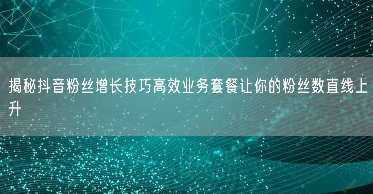 揭秘抖音粉丝增长技巧高效业务套餐让你的粉丝数直线上升