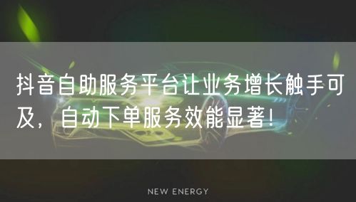 抖音自助服务平台让业务增长触手可及，自动下单服务效能显著！