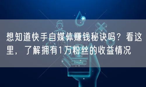 想知道快手自媒体赚钱秘诀吗？看这里，了解拥有1万粉丝的收益情况