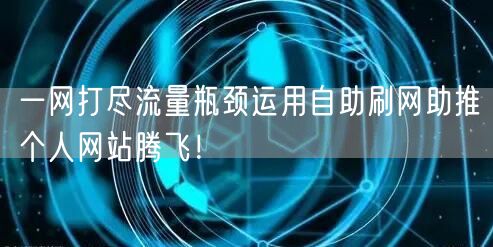 一网打尽流量瓶颈运用自助刷网助推个人网站腾飞！