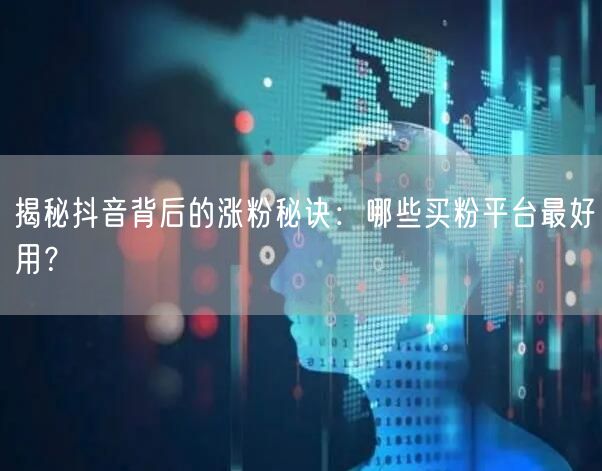 揭秘抖音背后的涨粉秘诀：哪些买粉平台最好用？