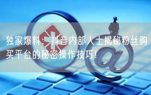 独家爆料：抖音内部人士揭秘粉丝购买平台的秘密操作技巧！