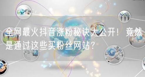全网最火抖音涨粉秘诀大公开！竟然是通过这些买粉丝网站？
